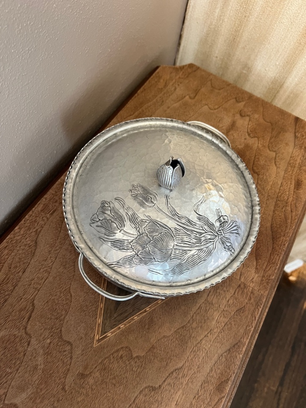 Vintage hammered aluminum snack dish